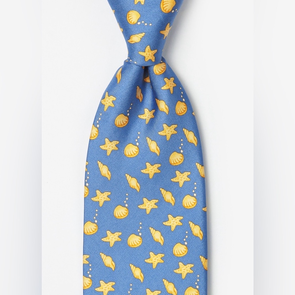 Blue and Yellow Starfish Pattern Tie